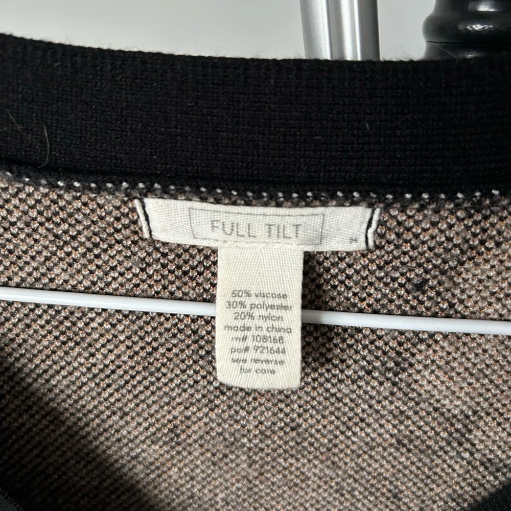 Full Tilt Black Cardigan with White Floral Design - Picture 2 of 6